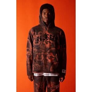 Russell Athletic x ASAP Rocky Pullover Skulls Hoodie Sweatshirt Mens XS Orange